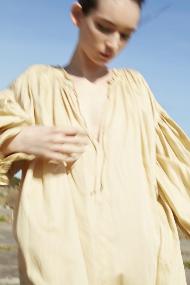 <h6>Cotton satin Botanical dye Dress_Col.rose-sand beige_Dress 106</h6>
